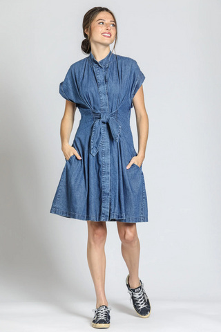 APNY DENIM TIE FRONT DRESS