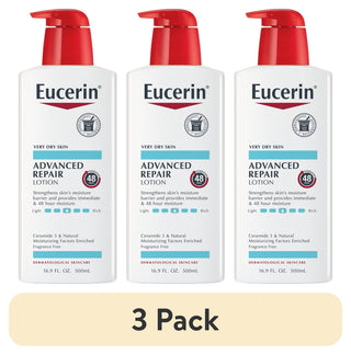 (3 pack) Eucerin Advanced Repair Body Lotion, Fragrance Free, 16.9 fl oz Bottle - By Baano