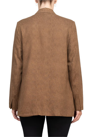 BCBG Generation notched collar open front long sleeve relaxed blazer - Glamourous Grace