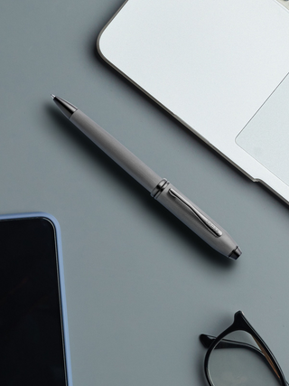 Townsend® Polished Slate Gray Engraved Diamond Pattern with Slate Gray PVD Appointments Ballpoint Pen - By Baano