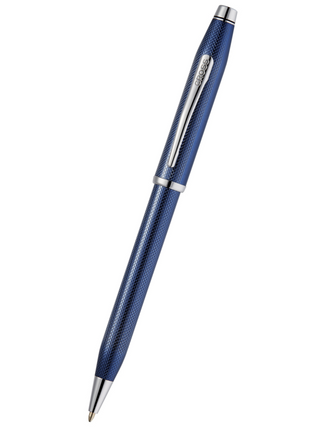 Century® II Polished Translucent Cobalt Blue Engraved Diamond Pattern Ballpoint Pen - By Baano