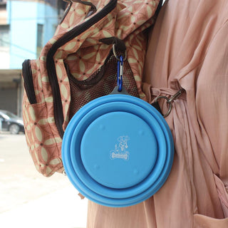 Mr. Peanut's 30oz Collapsible Silicone Camping Bowl with Lid & Foldable Fork - By Baano