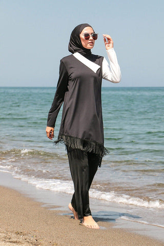 Lycra Black Burkini Modest Swimwear M2107 - By Baano
