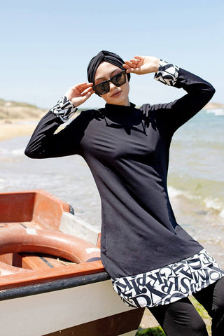 Lycra Black Burkini Modest Swimwear 1977 - By Baano