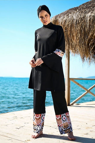 Lycra Black Burkini Modest Swimwear 1961 - By Baano