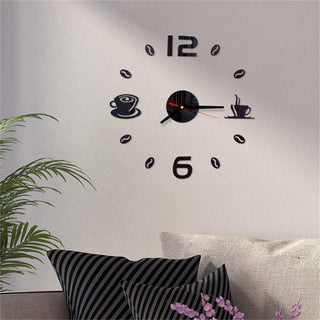 20 Inch Wall Clock Round Style Number Coffee Tea Cup Modern Large Silent Wall Stickers for Hall and Bedroom Home Decorations Arabic Numeral Wall Clocks Acrylic Mirror Stickers/Home Decor Design Acrylic Wall Clock Stickers Home Living Room Decoration Stevvex
