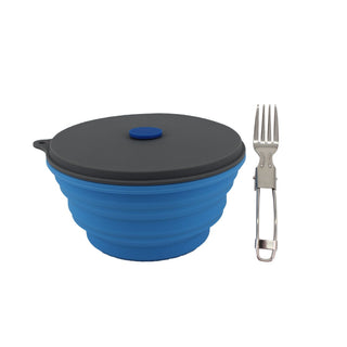 Mr. Peanut's 30oz Collapsible Silicone Camping Bowl with Lid & Foldable Fork - By Baano