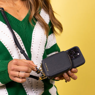 iPhone Case and Wallet with Long Strap - Navy