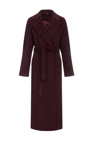Cambridge Comfort Wraparound Wool Cashmere Coat in Royal Burgundy