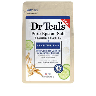 Dr Teal's Epsom Salt Magnesium Soak, Sensitive Skin With Colloidal Oatmeal & Cucumber Extract, 3 Lbs