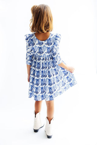 Southern Belle 3/4 Sleeve Ruffle Twirl Dress