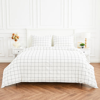 Grid Printed Cotton Percale Duvet Set