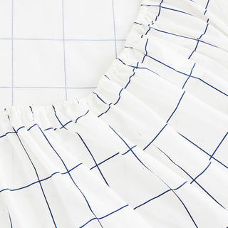 Grid Printed Cotton Percale Sheet Set