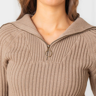 Organic Raglan Half Zip Sweater
