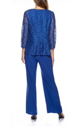 Marina Embellished Scoop Neck Sleeveless Top Elastic Waist ITY Pants with Matching 3/4 Sleeve Jacket (3pc Set) - Glamourous Grace