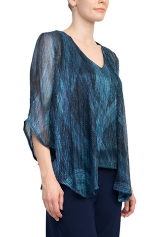 Marina V - Neck Metallic Top Mid Waist Solid Jersey Pant with Matching Metallic Jacket (3 Piece Set) - Glamourous Grace