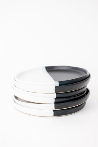 Dawson Appetizer Plate - Matte Black/White - Set of 6
