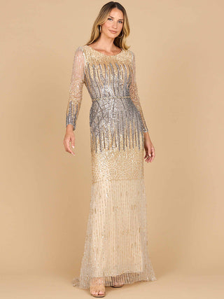 Mermaid, Beaded Long Sleeve Gown - By Baano