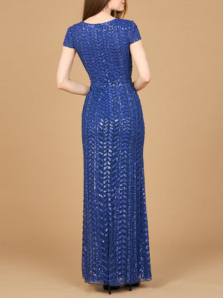 Beaded Gown with Glamourous Cap Sleeves - By Baano