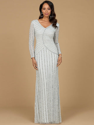 Long Sleeve Beaded Gown - By Baano