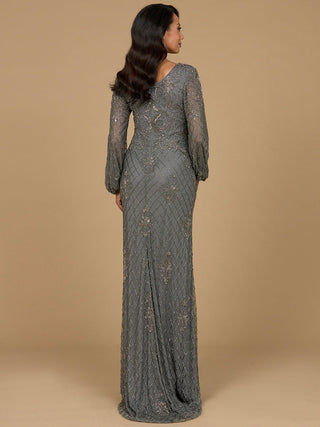 Long Sleeve Beaded Gown - By Baano