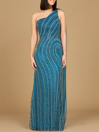 One Shoulder Fitted Gown - By Baano