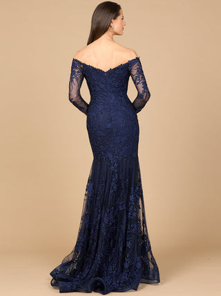Off Shoulder Long Sleeve Mermaid Gown - By Baano