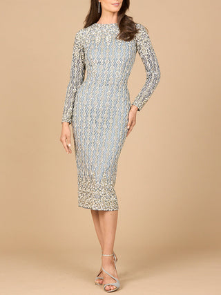 Beaded Midi Dress with Long Sleeves - By Baano