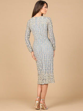 Beaded Midi Dress with Long Sleeves - By Baano