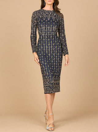 Beaded Midi Dress with Long Sleeves - By Baano