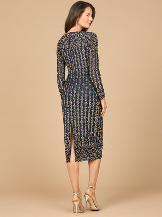 Beaded Midi Dress with Long Sleeves - By Baano