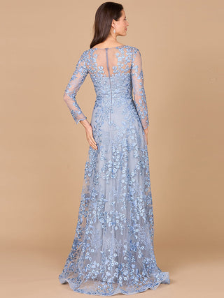 Illusion Neckline, Long Sleeves Gown - By Baano