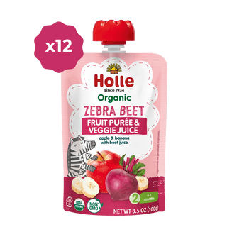 Holle Baby Food Pouches - Organic Fruit & Veggie Puree - Zebra Beet