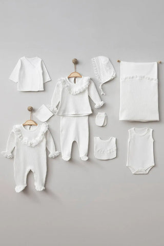 Lina Newborn Baby Girl Coming Home Set (10 pcs) - By Baano