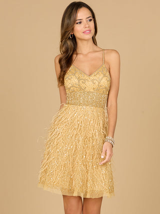 Beaded, Feather Cocktail Short - By Baano