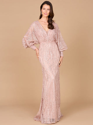 Long Bishop Sleeve Lace Gown - By Baano