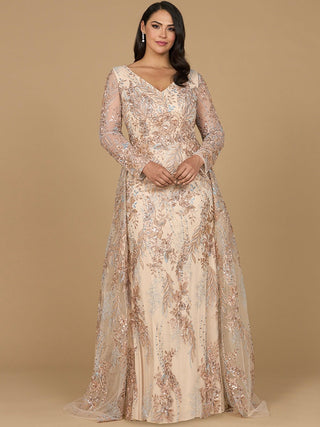 Lace Long Sleeve Gown with Overskirt Lara New York