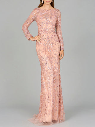 Long Sleeve Lace Gown - By Baano