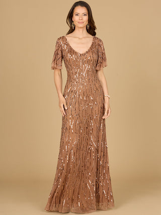 Beaded Gown With Cape Sleeves - By Baano