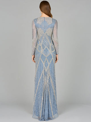 V Neck Beaded Long Sleeve Dress - By Baano