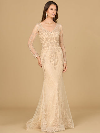 Long Sleeve Lace Mermaid Gown - By Baano