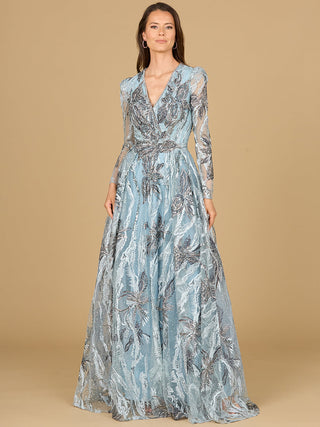 Long Sleeve V-Neck A-Line Gown - By Baano