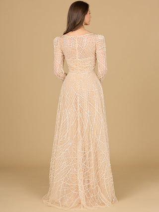 Long Sleeve V-Neck Ballgown - By Baano
