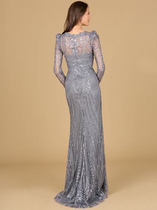 Long Sleeve Sheath Gown with Juliet Sleeves - By Baano