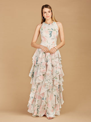 High Neck, Ruffled Skirt Printed Dress - OUTLET - By Baano
