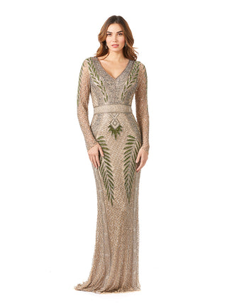 Long Sleeve Beaded Gown - By Baano