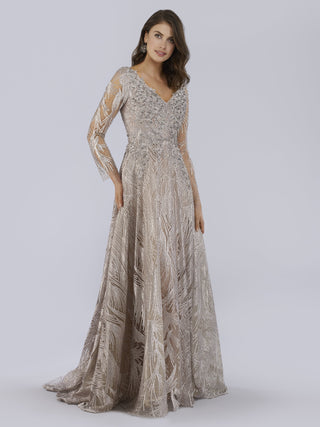Lara 29753 - Long Sleeves Beaded Ballgown - By Baano