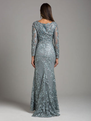 Lara 29924 - Long Sleeve Lace Dress With Lace Appliques - By Baano