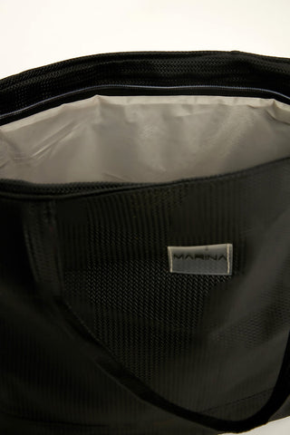 Black Faux Leather Beach Bag with Zipper CA2502-1 - By Baano