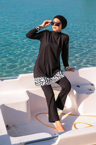 Lycra Black Burkini Modest Swimwear 1977 - By Baano